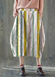 Boutique Green Pockets lantern Cotton Linen Summer Skirt
