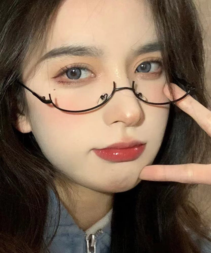 Japanese Cute Black Half Frame Glasses Without Lenses