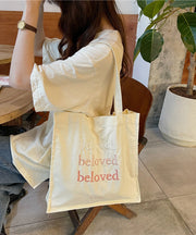 Minimalist Letter Embroidered Canvas Large Capacity Shoulder Bag