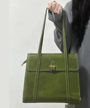 Style Green Solid Durable Faux Leather Satchel Handbag
