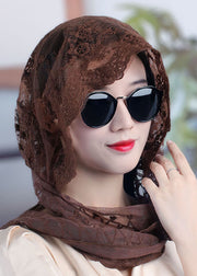Vogue Brown Embroidery Lace Cape Hooded Hat