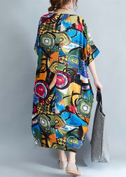 Elegant floral linen caftans oversize traveling half sleeve cotton maxi dresses-Limited Stock+Free Shipping