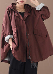 Modern hooded baggy Plus Size clothes For Women green silhouette winter outwear - SooLinen