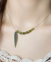 Art Green Sterling Silver Overgild Bamboo Joint Pendant Necklace