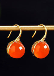 Boutique Orange Agate Silver Drop Earrings