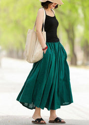 Casual Solid Elastic Waist Pleated Spliced Cotton Skirt For Women - SooLinen