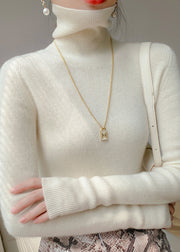 Classy Apricot Hign Neck Cozy Cashmere Sweater Tops Fall