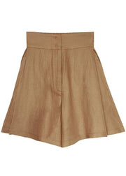 Classy Brown High Waist Pockets hot Wide Leg Linen Pants - SooLinen