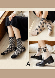 DIY Lovely bow Print thick Cashmere Crew Socks