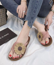 Green Floral Thong Sandals - SooLinen