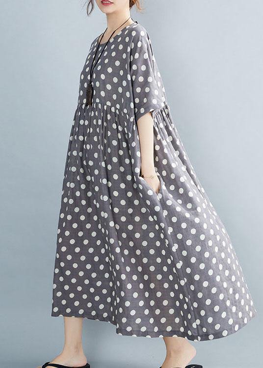 Italian Grey Dot Patchwork Summer Party Dresses - SooLinen