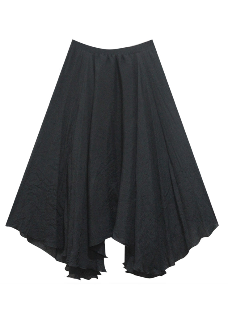 Loose Black Elastic Waist A Line Skirt Summer