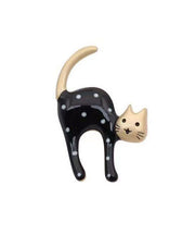 Lovely Black Alloy Dot Little Cats Brooches