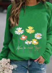 Nice to meet you' & Daisy Print Sweatshirt - SooLinen