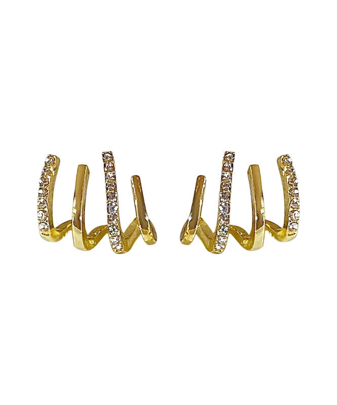 Regular Gold Alloy Inlaid Zircon Hoop Earrings