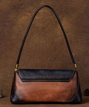 Style Brown Color contrast Paitings Leather Tote Handbag
