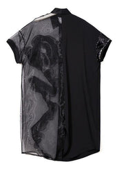 Summer Woman Black Mesh Chiffon Shirt  Plus Size Dresses - SooLinen