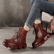 2021 Leather Ankle Boots In Brown - SooLinen