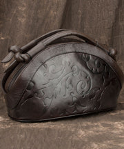 Vintage Chocolate Embossing Calf Leather Women's Tote Handbag