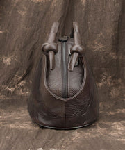 Vintage Chocolate Embossing Calf Leather Women's Tote Handbag