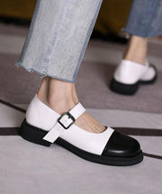 White Faux Leather Fashion Splicing Flat Feet Shoes - SooLinen