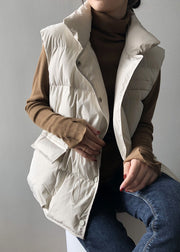 White fashion Button drawstring Winter Sleeveless down vest