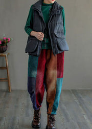 Women Colorblock Thick Corduroy Patchwork Fall Pants