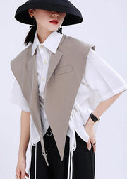 Women's Khaki clothes with magic weapon suit collar vest - SooLinen