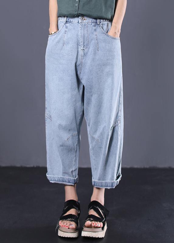 women casual cotton pants plus size vintage jeans - SooLinen
