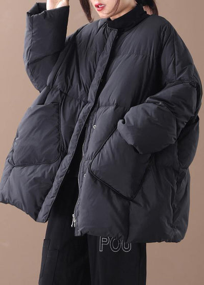 women oversized winter jacket winter coats black Button Down down coat - SooLinen
