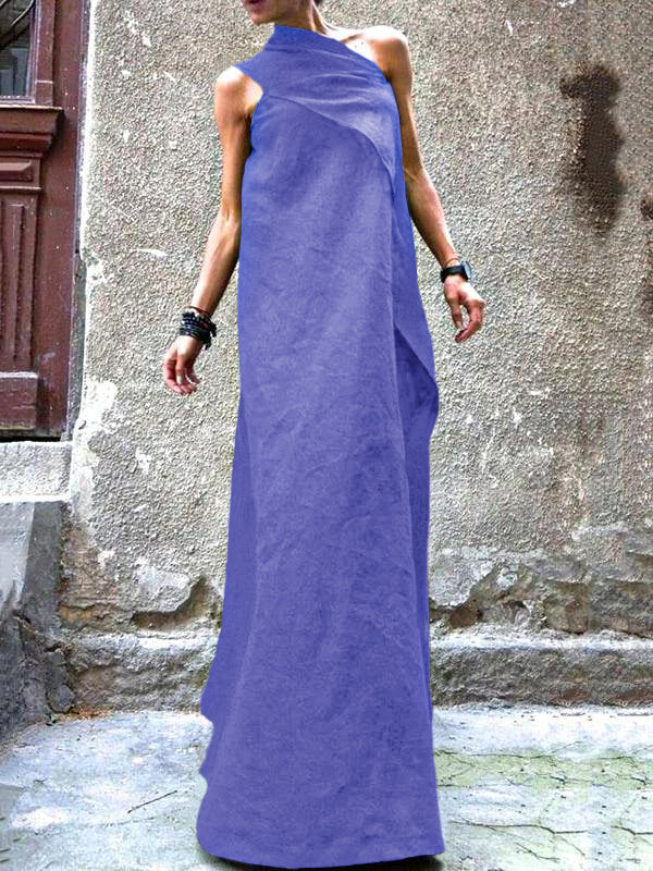 100% Blue cotton linen quilting clothes sleeveless patchwork Love Dresses