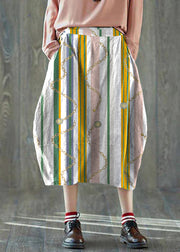 Boutique Red geometry Pockets lantern Cotton Linen Summer Skirt