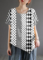 Italian White stripes Retro Embroidered Summer Shirt Short Sleeve