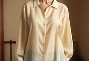 Summer yellow breathable loose linen shirt