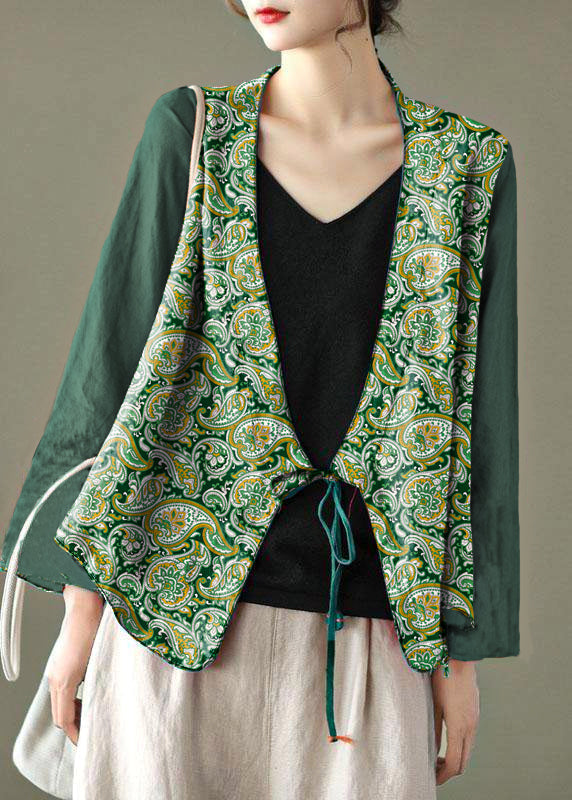 Women Green Cashew Embroidered Long sleeve Linen Shirt