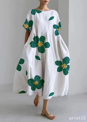 Flower print10 Cotton Dresses Pockets Patchwork Spring