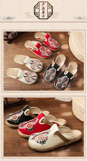 2025 Linen Floral Shoes flip flop Flats