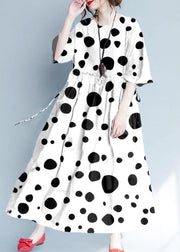 Italian Black geometry linen quilting dresses ruffles loose summer Dress