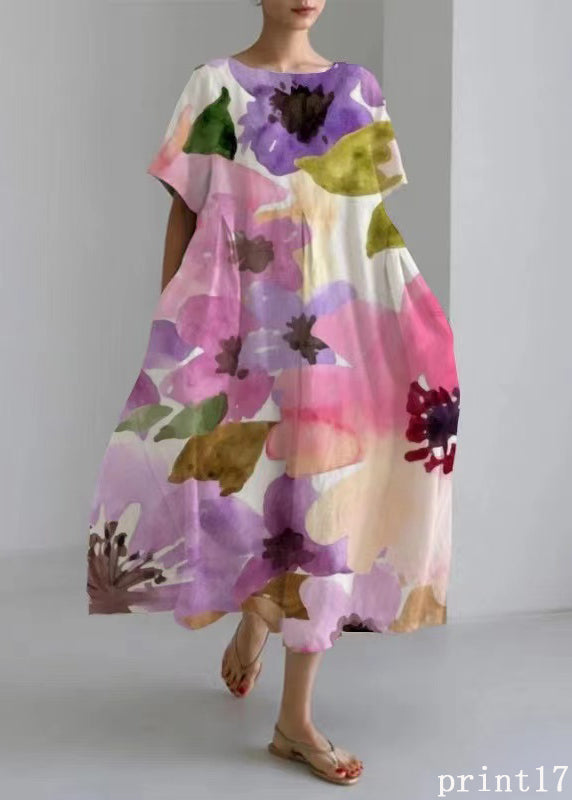 Flower print10 Cotton Dresses Pockets Patchwork Spring