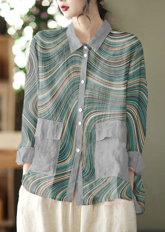 Cute Pink Peter Pan Collar Patchwork Solid Button Low High Design Linen Shirt Long Sleeve