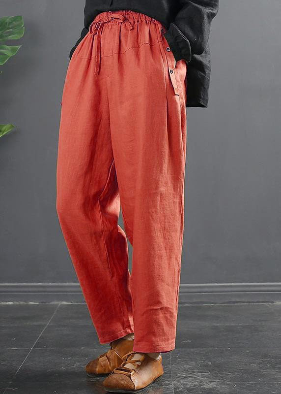 French Spring Wide Leg Pants Unique Red Inspiration Elastic Waist Wild Pants