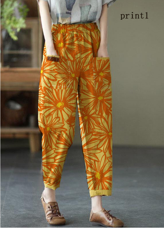 Loose print2 Loose Casual Summer Pockets Pants