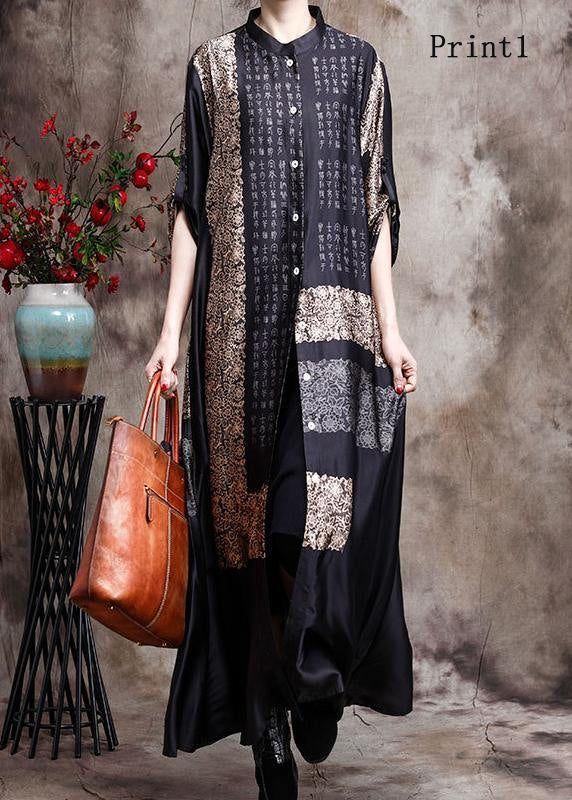 Comfy Italian Black Print3 Long Silk Dress Cardigan - Limited Stock