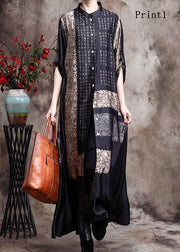 Comfy Italian Black Print5 Long Silk Dress Cardigan - Limited Stock