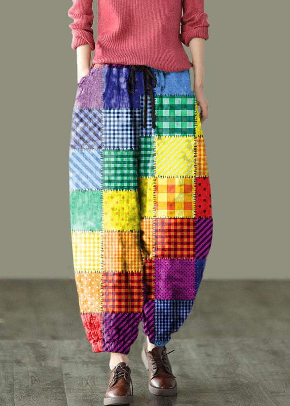 Beautiful Colorful geometry Print Fall Linen Harem Pants-Limited Stock