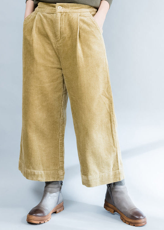 2024 khaki thick corduroy trousers loose casual wide leg pants