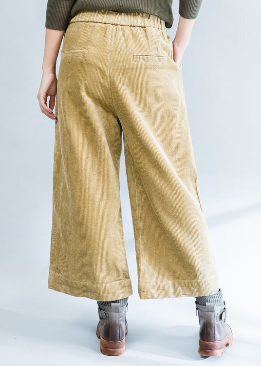 2024 khaki thick corduroy trousers loose casual wide leg pants
