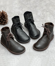 2025 Boutique Lace Up Boots Chocolate Cowhide Leather Shelsea