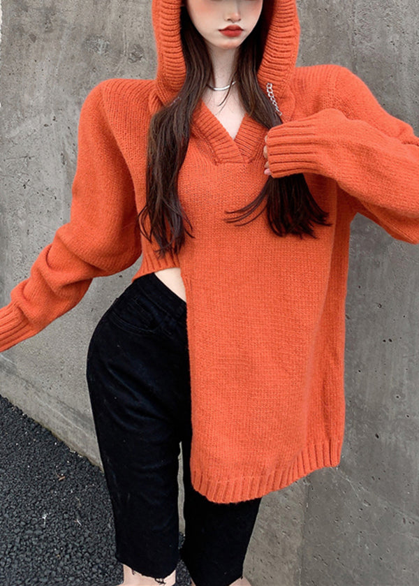 2025 New Oversized Asymmetrical Hooded Knitted Sweater Winter