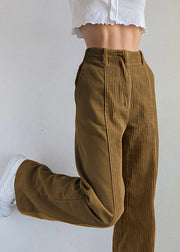 2025 New Pink High Waist Slim Fit Corduroy Straight Casual Pants